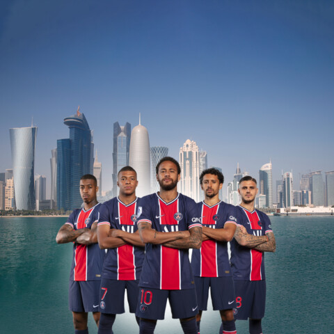 Paris Saint-Germain (PSG) team in and around Qatar